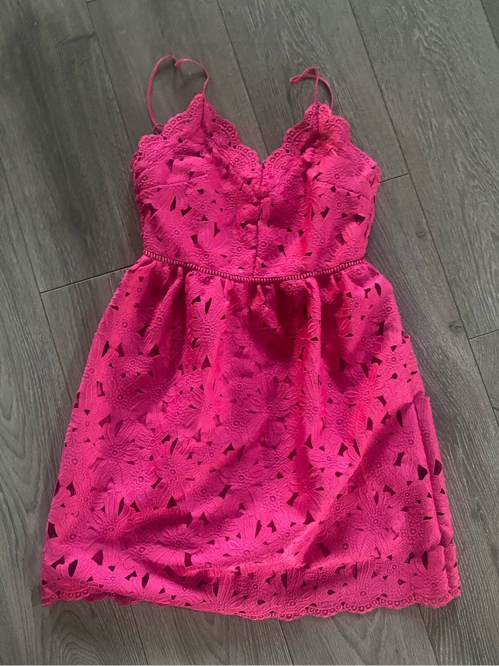 H&M Mini Hot Pink Eyelet Floral Dress